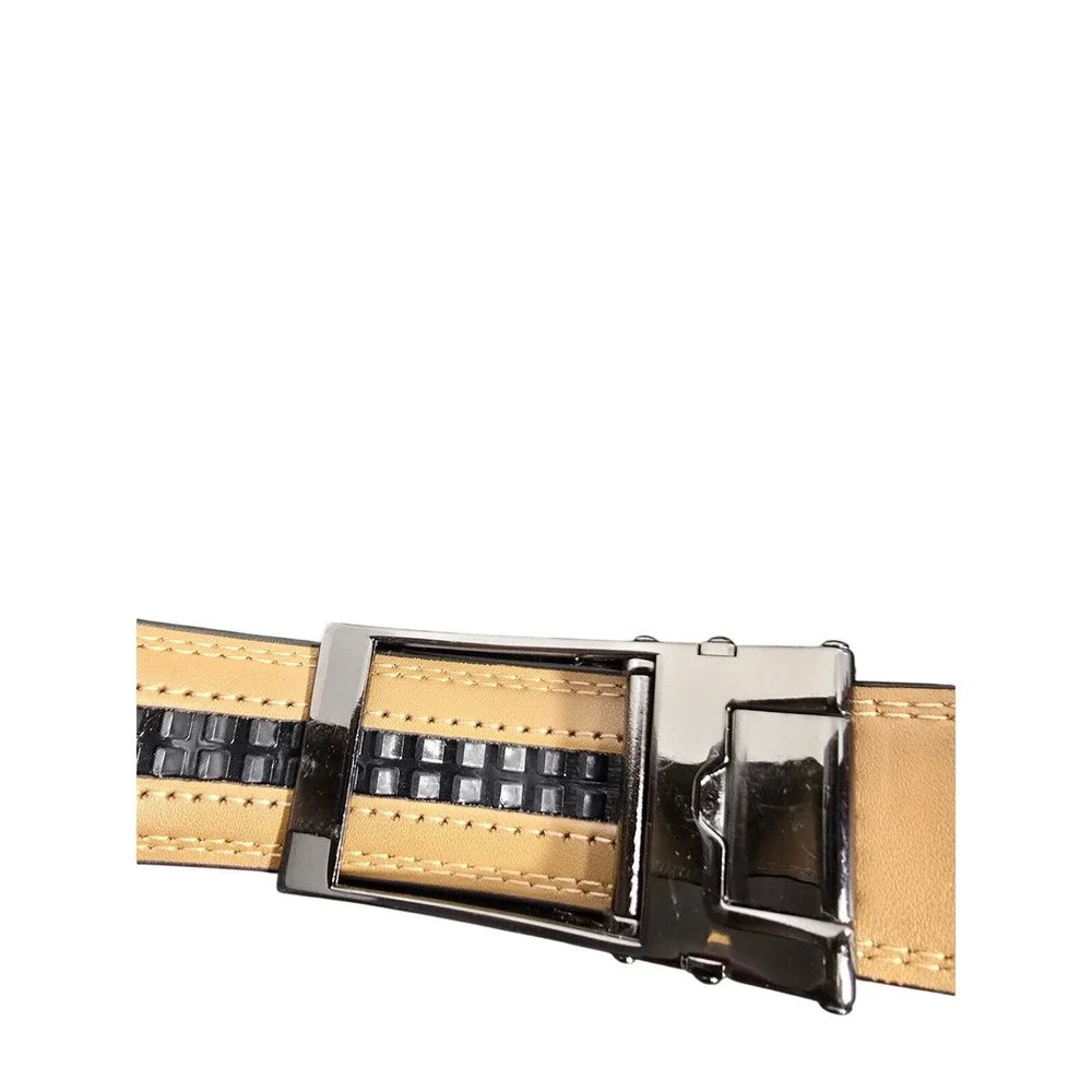 CHAOREN Mens Ratchet Belt Tan Brown Leather Gunmetal Slide Buckle Dress Belt NEW